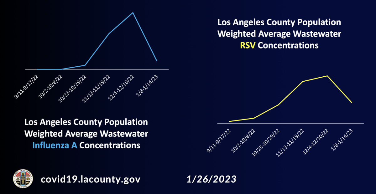 RSV and flu levels drop in LA County wastewater