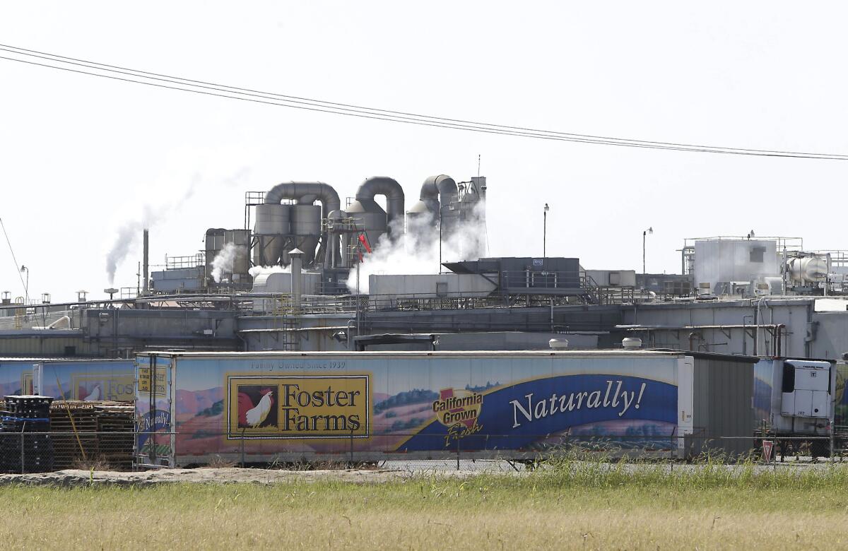 Foster Farms processing plant in Livingston, Calif. The plant is one of three in California linked to a salmonella outbreak.