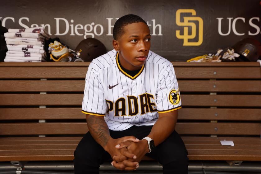 San Diego, CA, September 4, 2023: San Diego Padres top draft pick Dillon Head was on hand at Petco Park before a game against the Philadelphia Phillies on Monday, September 4, 2023 in San Diego, CA. (K.C. Alfred / The San Diego Union-Tribune)