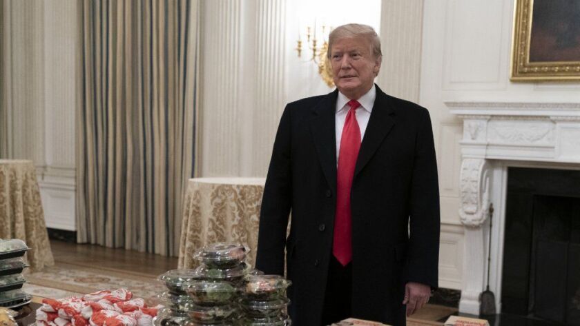 President Trump served fast food to the Clemson Tigers in celebration of their national championship at the White House on Monday.