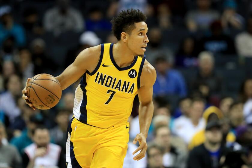 CHARLOTTE, NORTH CAROLINA - NOVEMBER 05: Malcolm Brogdon #7 of the Indiana Pacers during their game at Spectrum Center on November 05, 2019 in Charlotte, North Carolina. NOTE TO USER: User expressly acknowledges and agrees that, by downloading and or using this photograph, User is consenting to the terms and conditions of the Getty Images License Agreement. (Photo by Streeter Lecka/Getty Images)