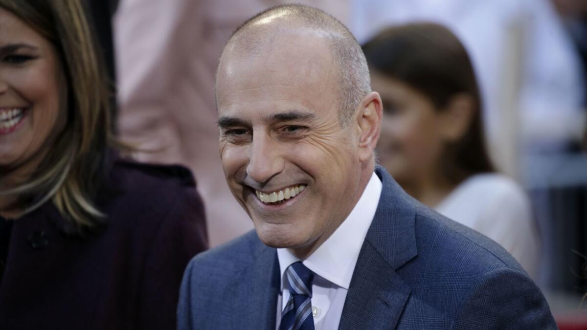 Fired NBC news anchor Matt Lauer on the "Today" show in Rockefeller Plaza in New York on April 21, 2016.