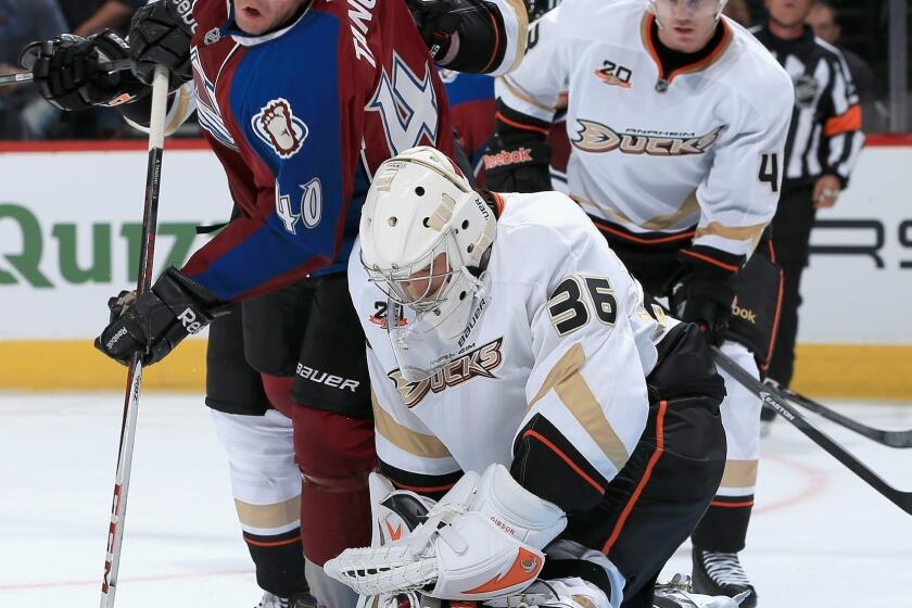 The Ducks sent goalie John Gibson down to the American Hockey League on Monday.