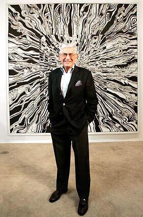 BROAD TASTES: The collector at his Santa Monica foundation, with Mike Kelley's "Infinite Expansion" (2003).