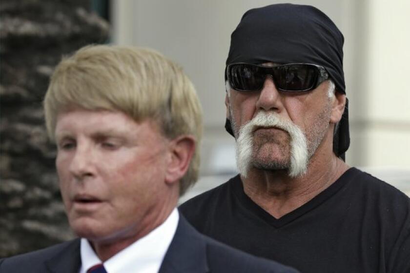Attorney David Houston and pro wrestler Hulk Hogan at a news conference earlier this month.
