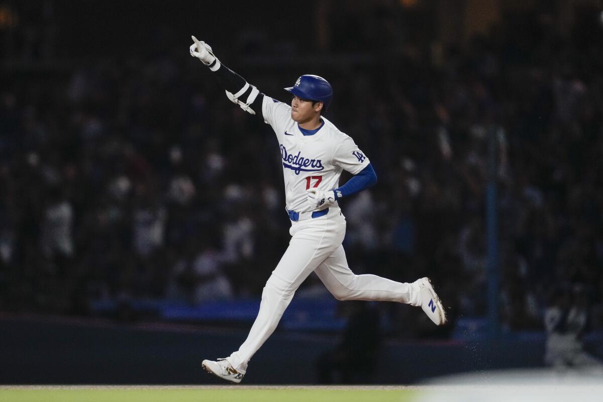 Shohei Ohtani runs the bases after homering in the first inning Wednesday.