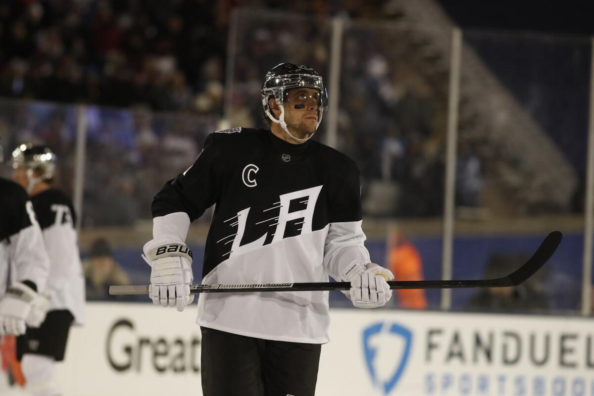 Kings center and captain Anze Kopitar during an outdoor game.