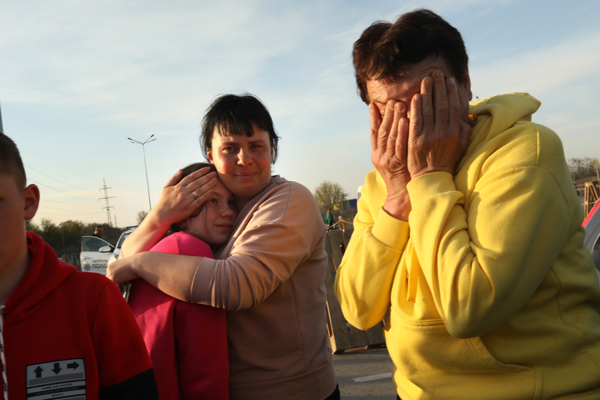 Distraught Ukrainian family