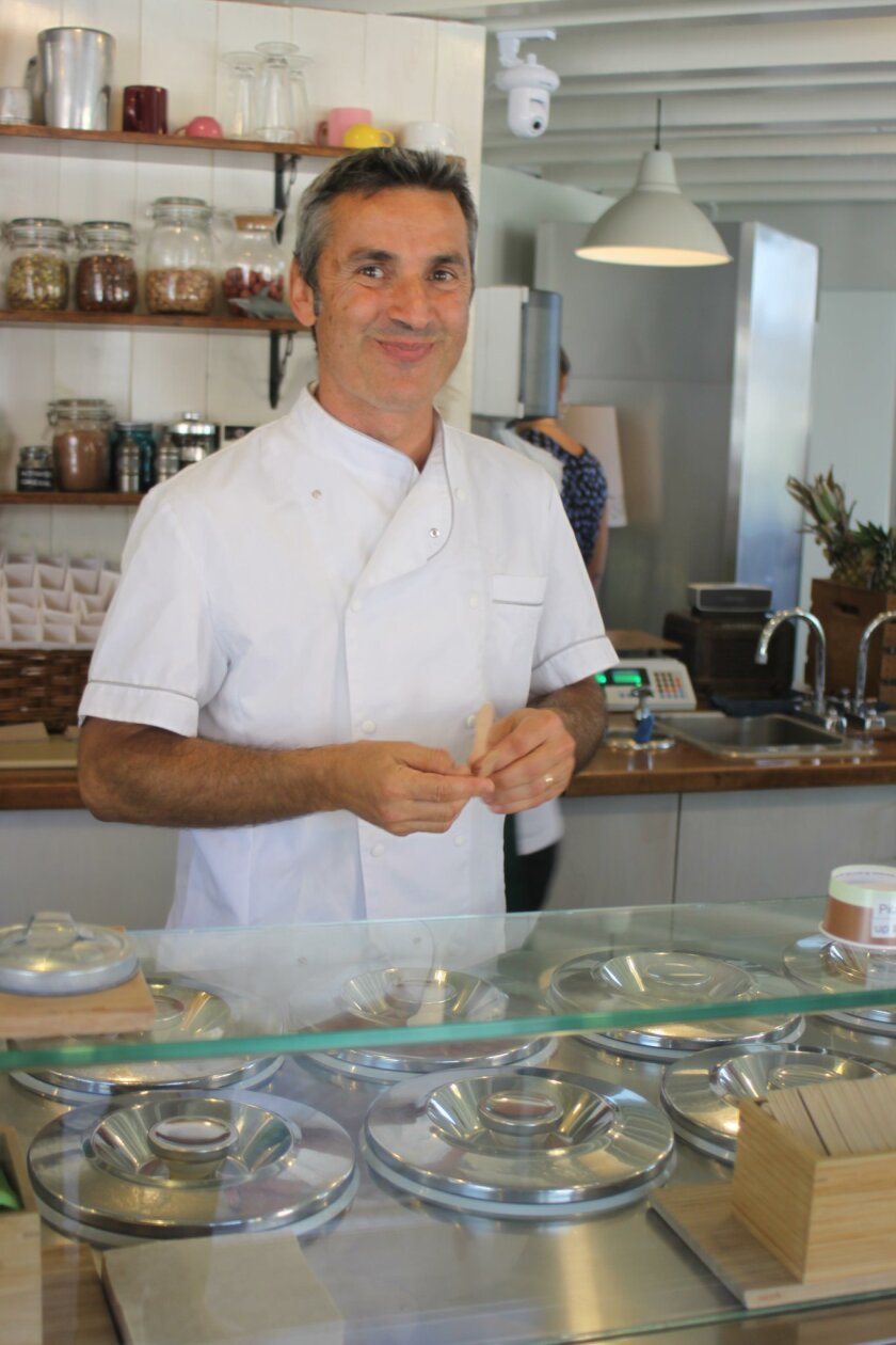 Andrea Racca, owner of Bobboi Natural Gelato in his shop at 8008 Girard Ave.