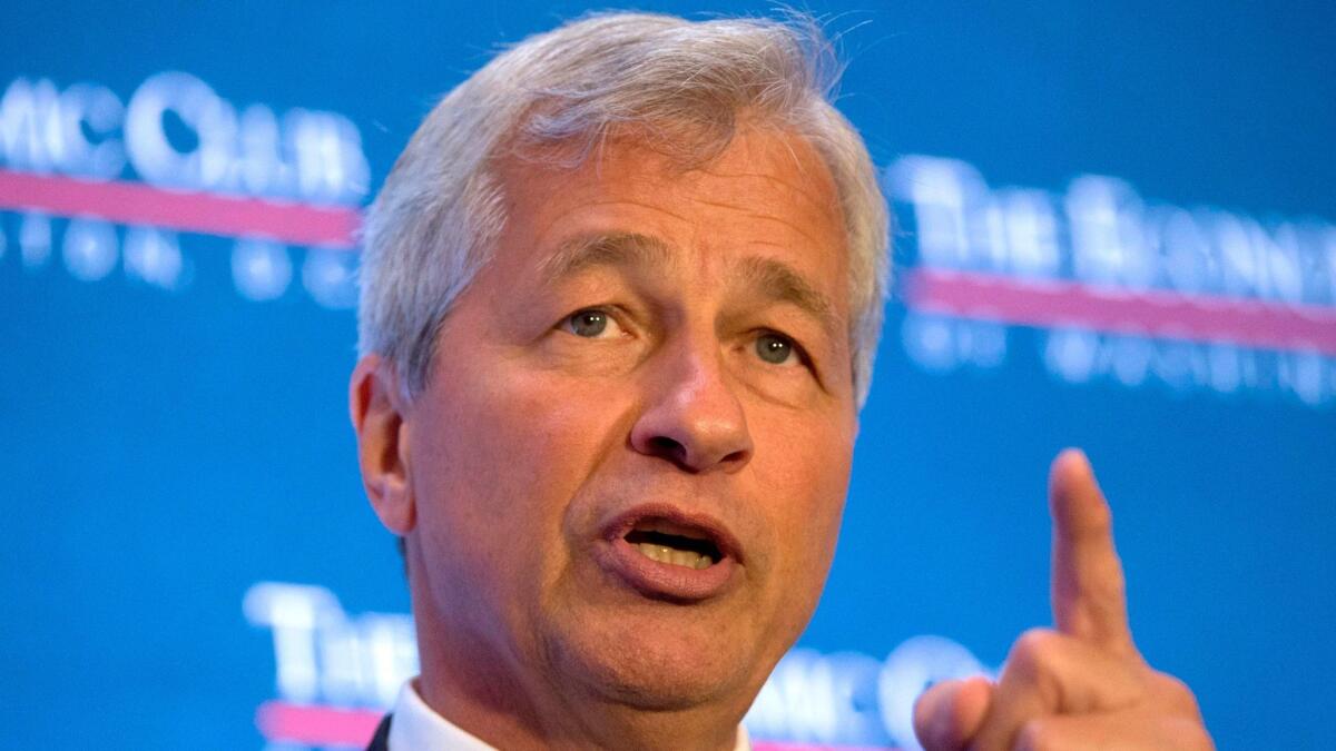 Jamie Dimon, chief executive of JPMorgan Chase & Co., and chairman of the Business Roundtable, speaks at the Economic Club of Washington in September.