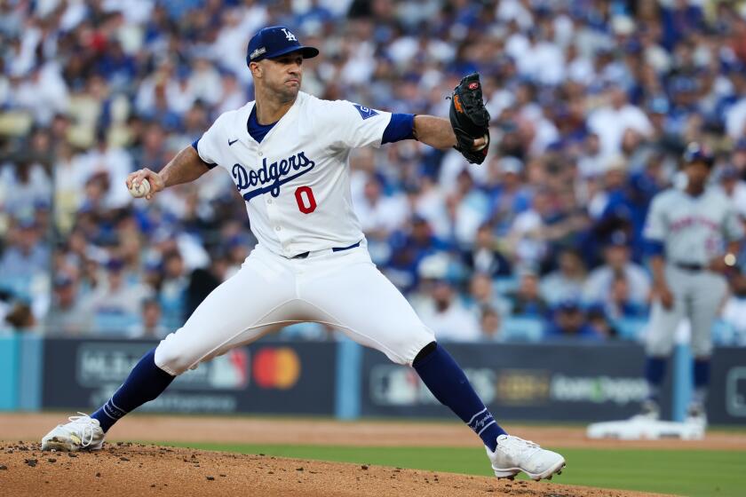 LOS ANGELES, CALIFORNIA - OCTOBER 13: Jack Flaherty #0 of the Los Angeles Dodgers.