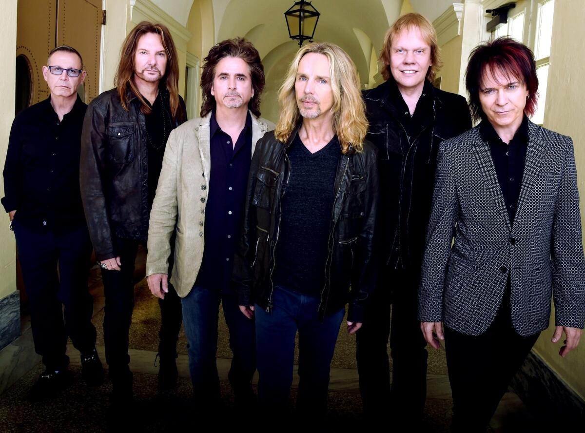 From left, Chuck Panozzo, Ricky Phillips, Todd Sucherman, Tommy Shaw, James "J.Y." Young and Lawrence Gowan of Styx will perform at the Pearl at the Palms in 2016.