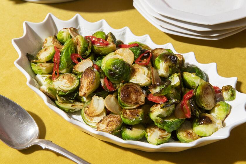 QUEENS, NEW YORK - Nov 10 & 11, 2019 - Making Thanksgiving Vegan recipes. -Side dish: Maple pan-seared Brussels sprouts with chiles