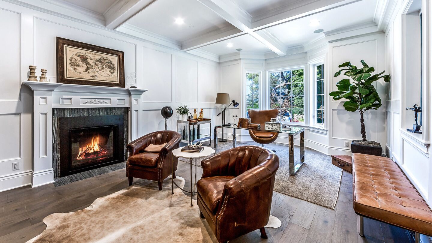 The three-story, 7,018-square-foot house in Beverly Crest has an East Coast vibe.
