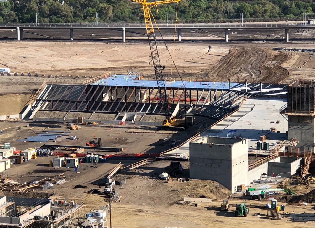 A closer look at the south end of Aztec Stadium, where more than 300 steel beams have been placed over the past 10 days.