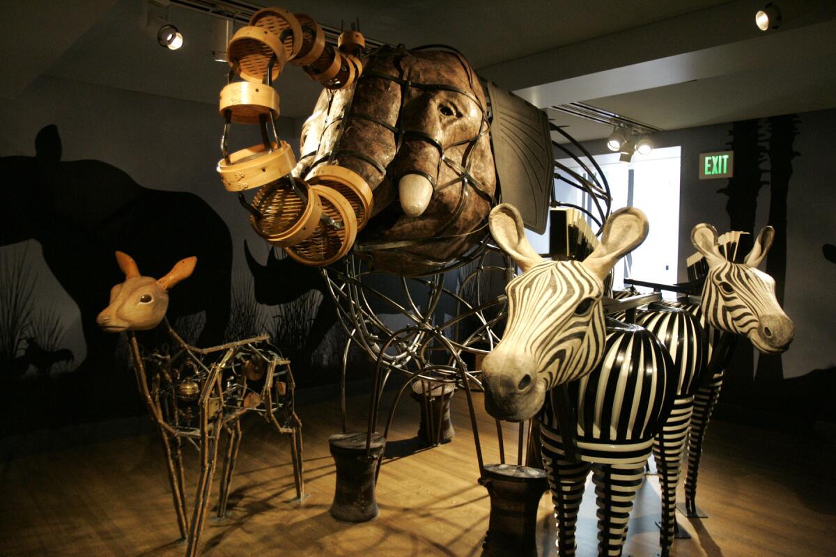  A deer, elephant and zebras are part of the Noah's Ark installation at the Skirball Cultural Center in Los Angeles.