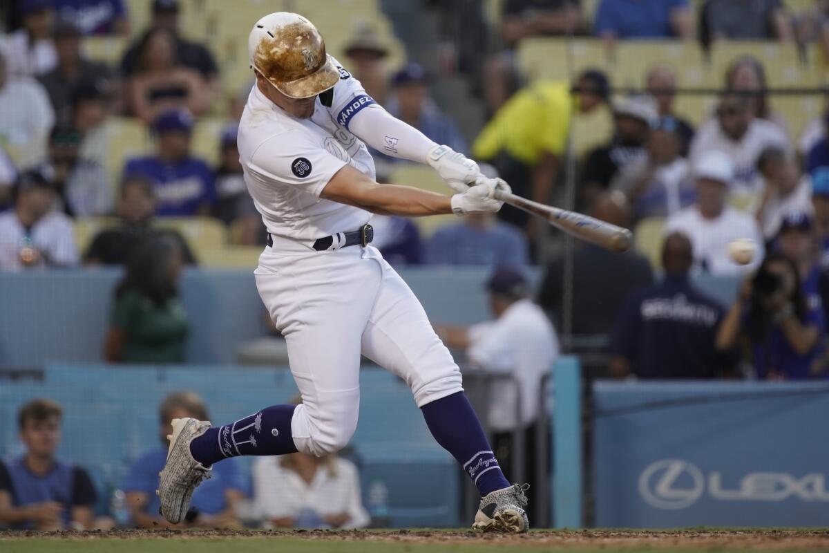 Dodgers pinch hitter Enrique Hernandez bats in the ninth inning of Sunday's 5-1 loss to the New York Yankees.