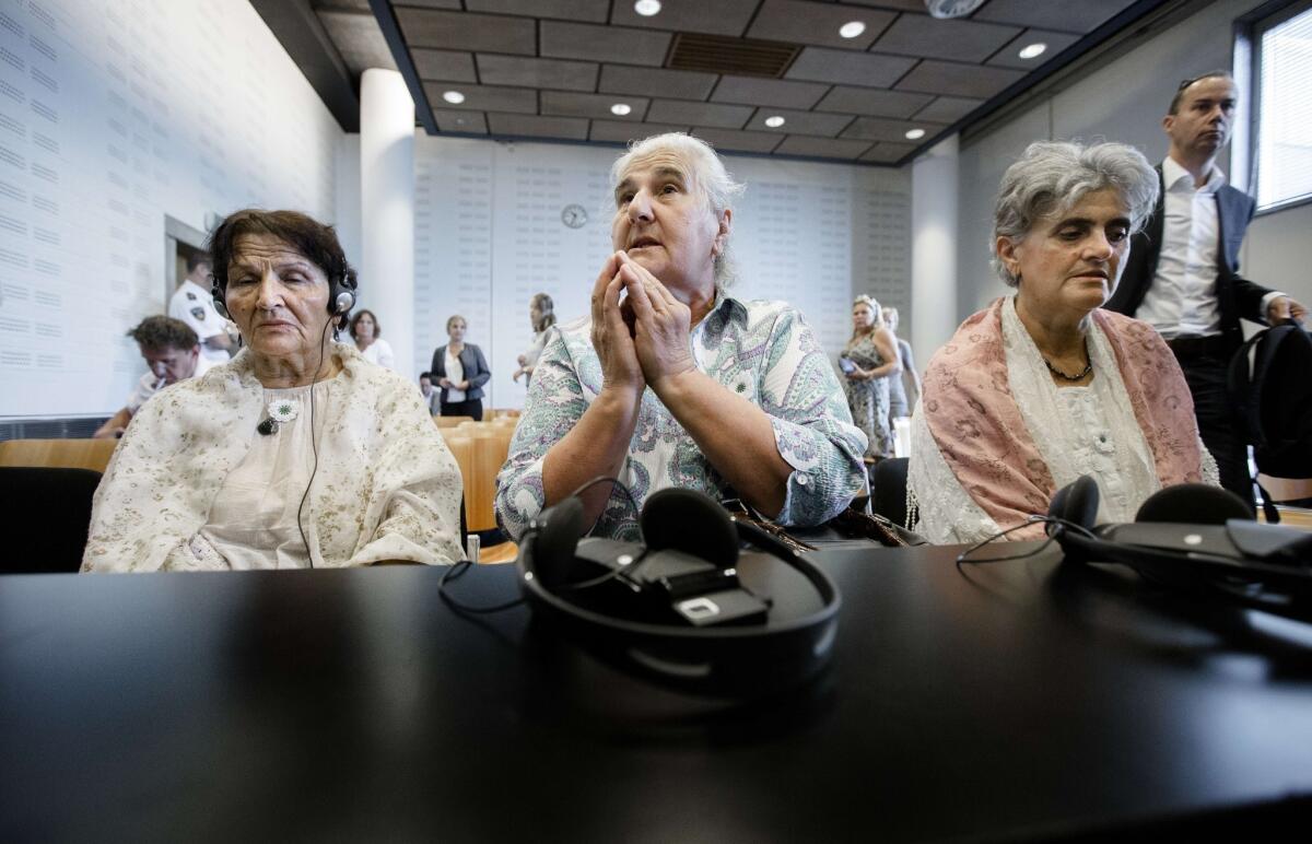 Members of the Mothers of Srebrenica in court for the verdict on Wednesday in The Hague, which found the Dutch government liable in the 1995 deaths of 300 Muslim men and boys.