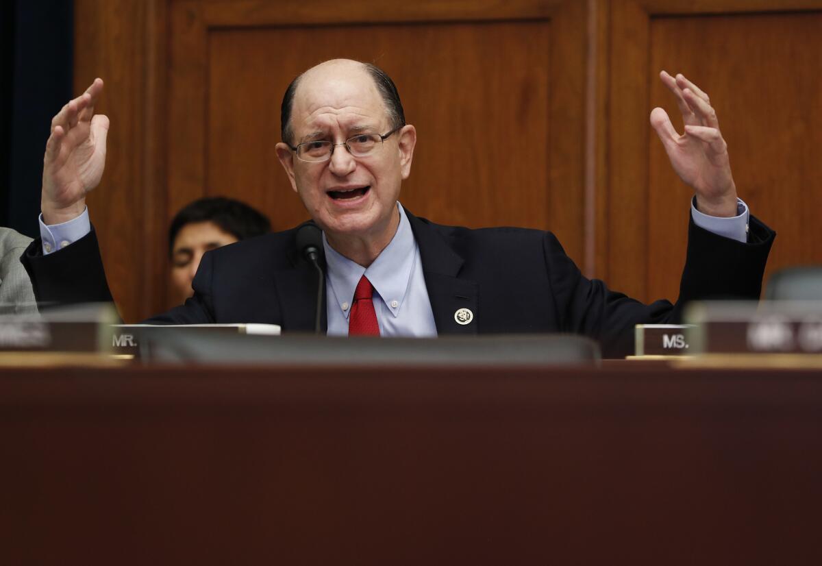 Rep. Brad Sherman (D-Porter Ranch) gestures as he questions Federal Reserve Chairwoman Janet L. Yellen during a House Financial Services Committee hearing Wednesday.
