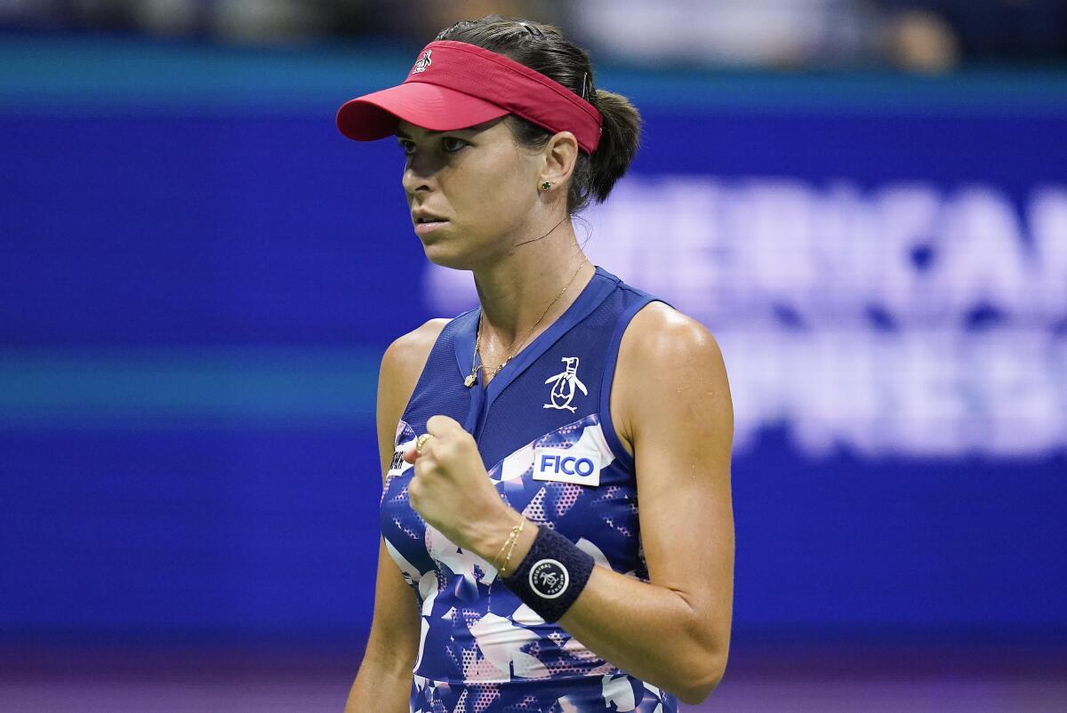 Ajla Tomljanovic celebrates during a third-round match at the U.S. Open.