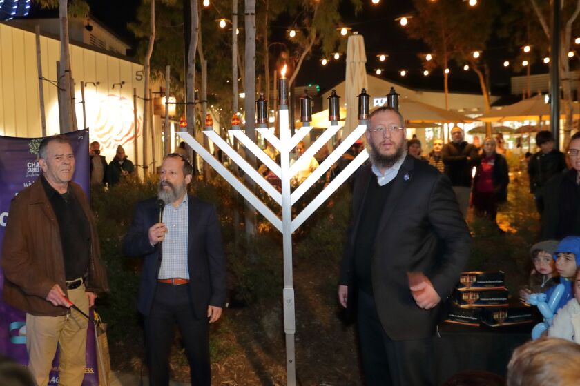 Chabad Carmel Valley Chanukah Menorah Lighting event at One Paseo