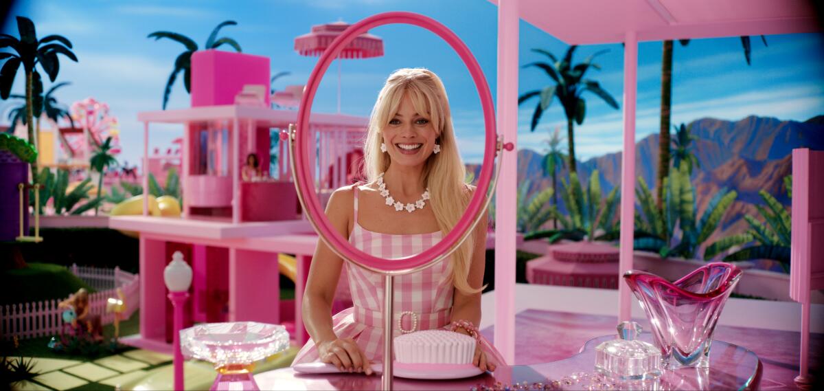 A still of Margot Robbie as Barbie from the movie "Barbie"