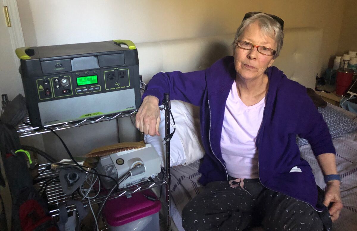 Tara Drolma, 72, said her backup battery is running low and she may have to choose between charging her electric wheelchair or her heart monitor if power is not restored soon.