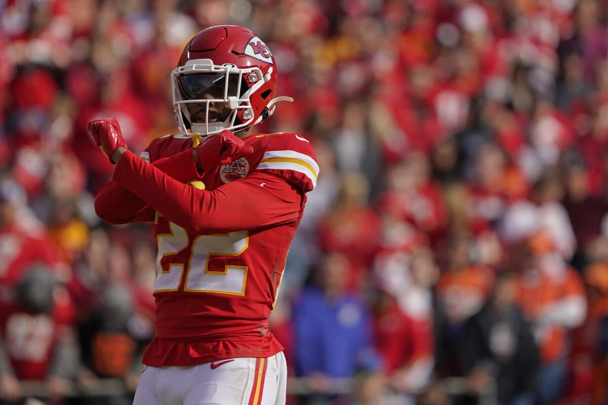 Kansas City Chiefs safety Juan Thornhill in action against the Denver Broncos.