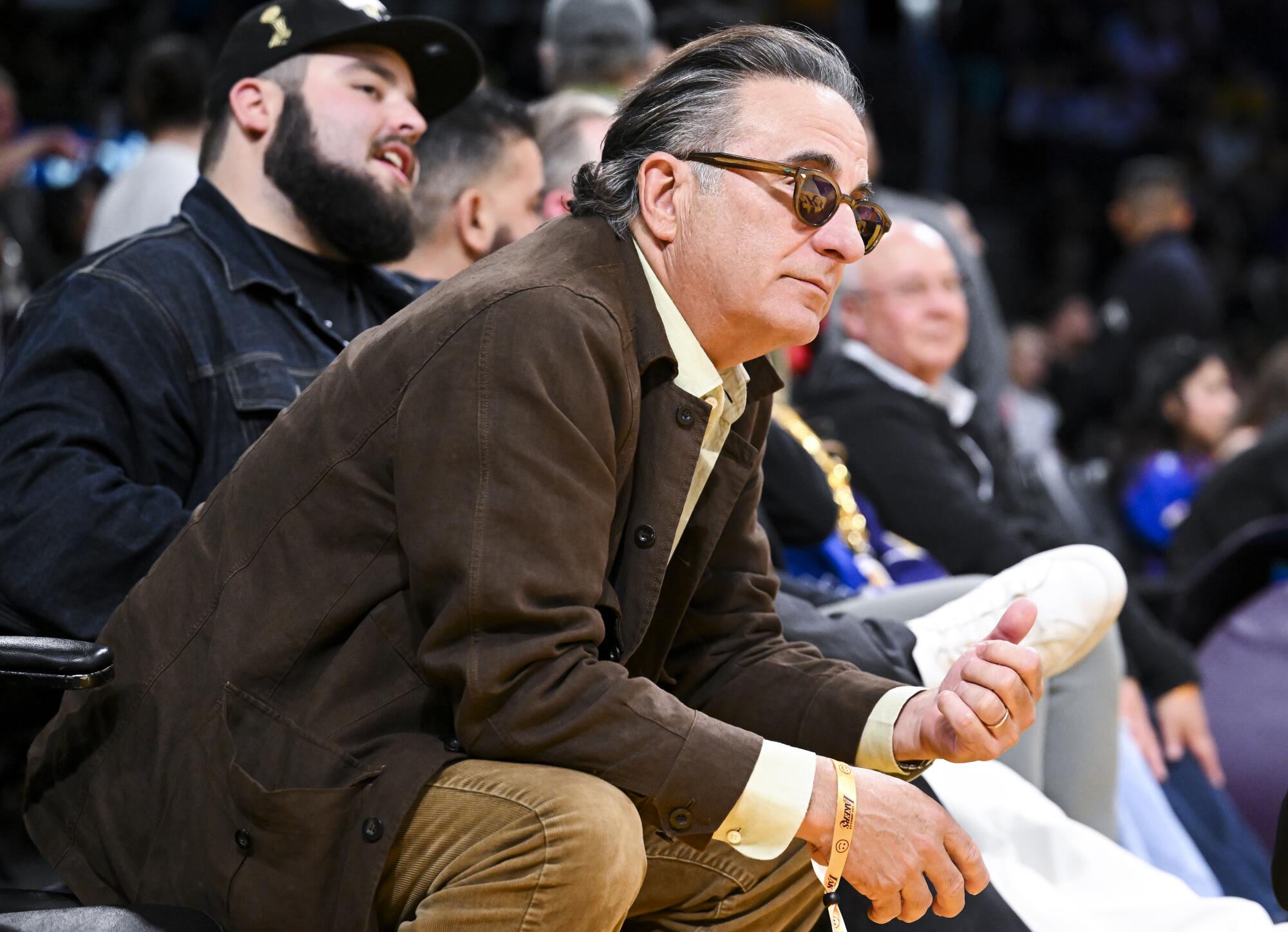 Andy Garcia attends during the second quarter of game four in the NBA Playoffs Western Conference Finals.
