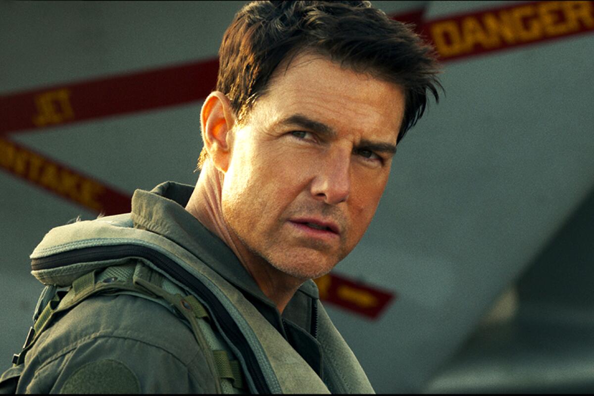 Tom Cruise wears an Air Force jumpsuit as Capt. Pete "Maverick" Mitchell in "Top Gun: Maverick"  