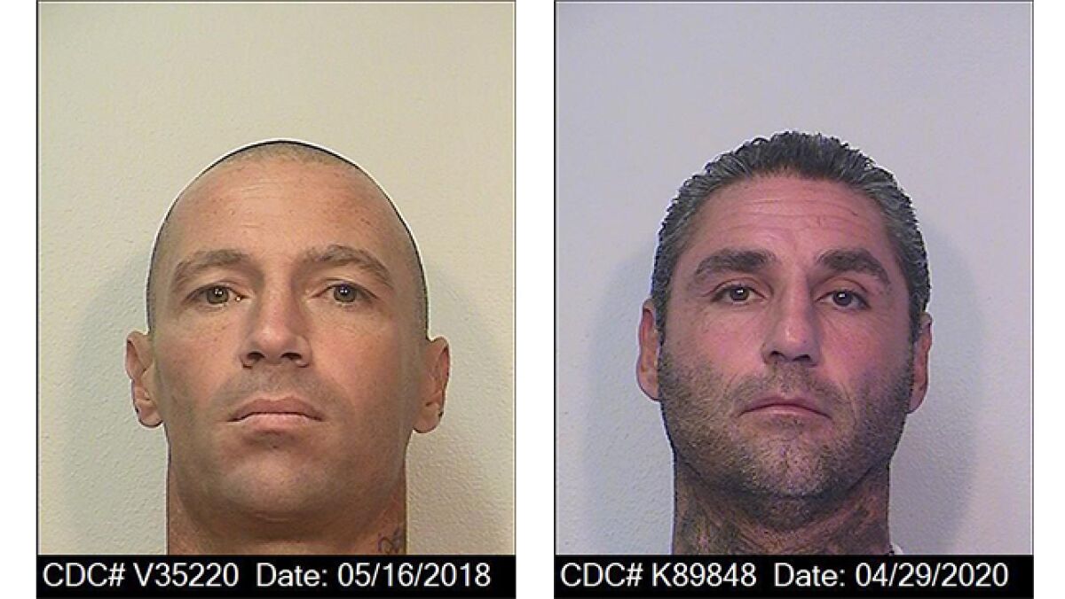 Inmates Matthew Thornton, left, and Michael Arzaga