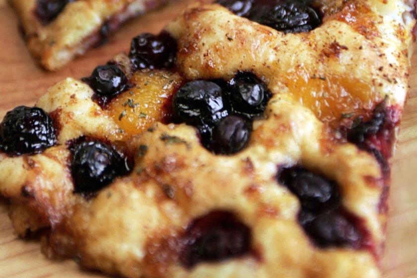 Blueberries--Blueberry caramelized marmalade foccaccia.