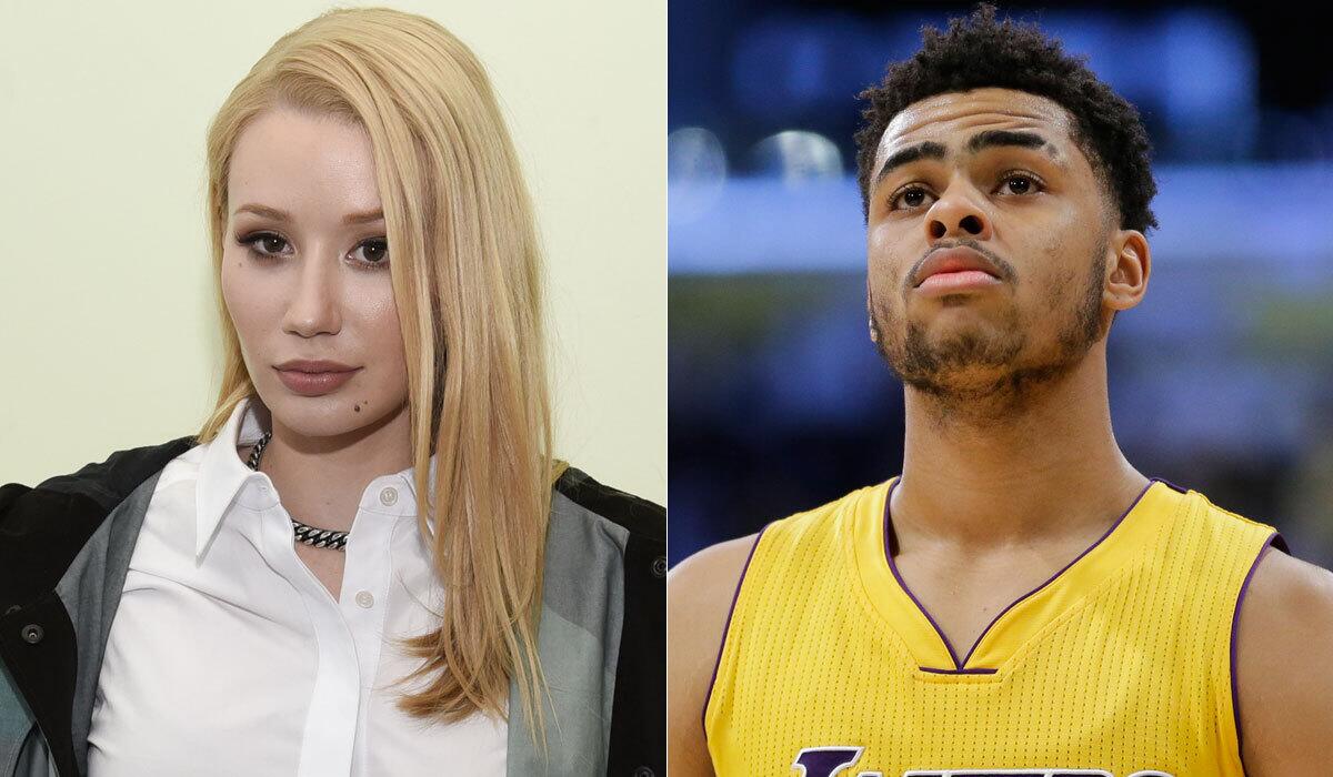 Iggy Azalea, left, took to Twitter after she saw D'Angelo Russell's secret video of her fiance, Nick Young.