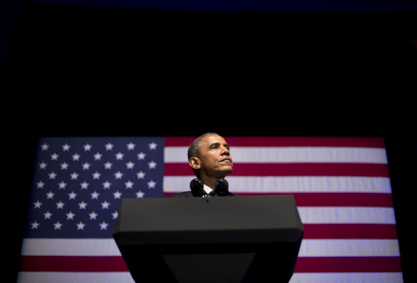 President Obama speaks at the Democratic National Committee's annual Lesbian, Gay, Bisexual and Transgender (LGBT) fundraiser gala in New York.