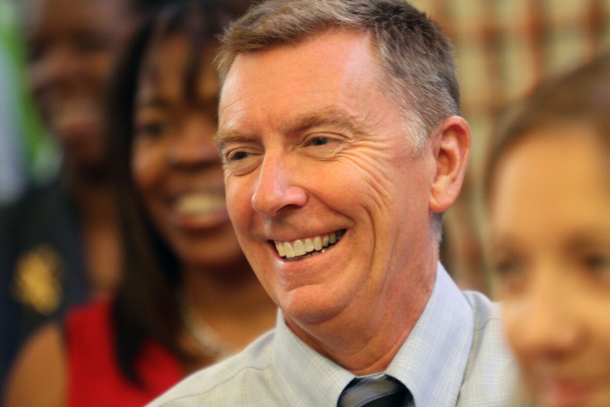 Los Angeles Unified School District Supt. John Deasy said he credits district teachers for the steady performance on test scores.