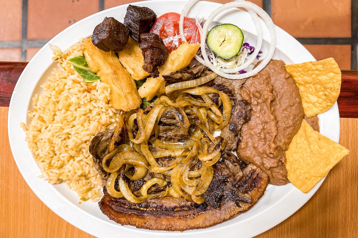 The combination platter at Fernanda's Salvadorian Food 