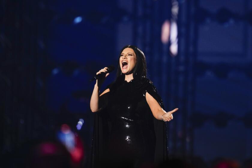 Laura Pausini performs during the 24th annual Latin Grammy Awards in Seville, Spain, Thursday, Nov. 16, 2023.