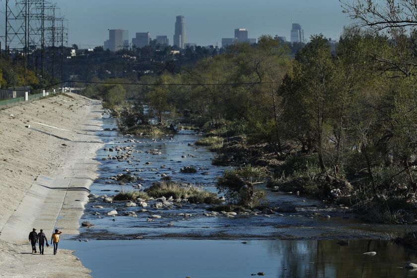 LOS ANGELES, CA-MARCH 29, 2018: Overall shows the L.A. River as seen from Colorado Blvd. in Los Angeles on March 28, 2018. (Mel Melcon/Los Angeles Times)