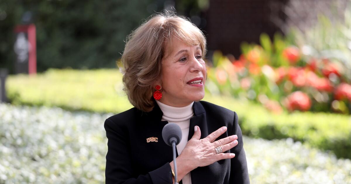 LOS ANGELES, CA - APRIL 01: Carol Folt, president USC, at the University of Southern California.