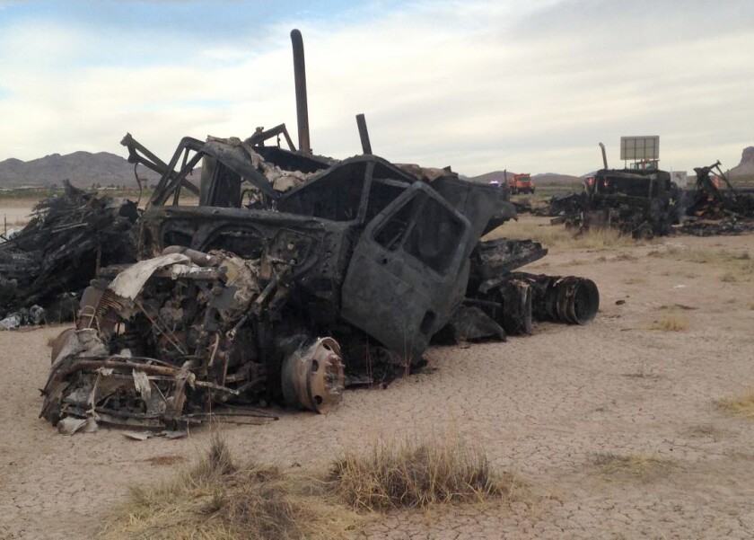 Fiery highway pileup in New Mexico dust storm leaves six dead Los