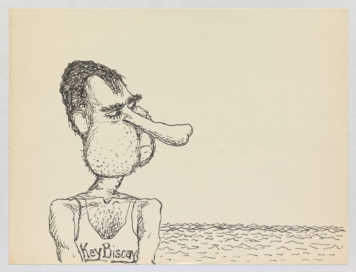 Philip Guston, "Untitled," The Nixon Series, 1971, ink on paper.