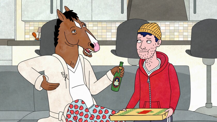 BoJack (voiced by Will Arnett) and Todd (voiced by Aaron Paul) in Netflix's "BoJack Horseman."