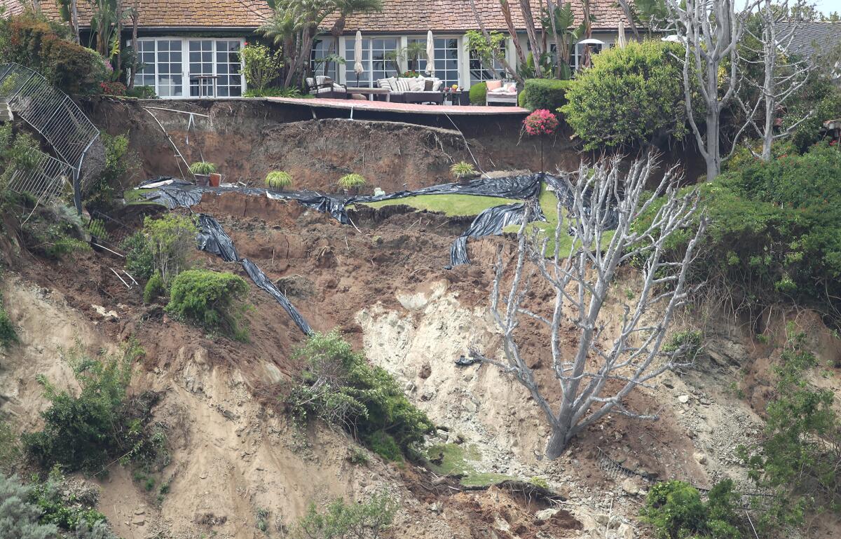 Homes along Galaxy Drive in Newport Beach were yellow-tagged after a landslide.