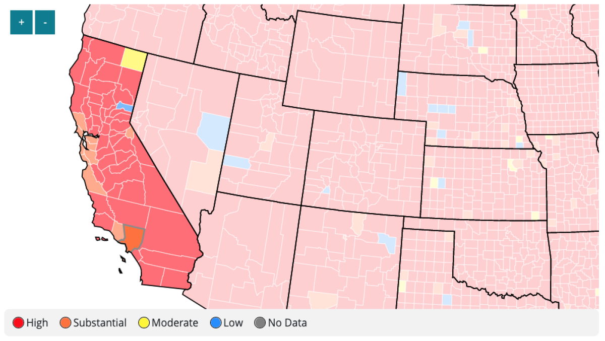 Los Angeles County community transmission level (Sept. 30, 2021)