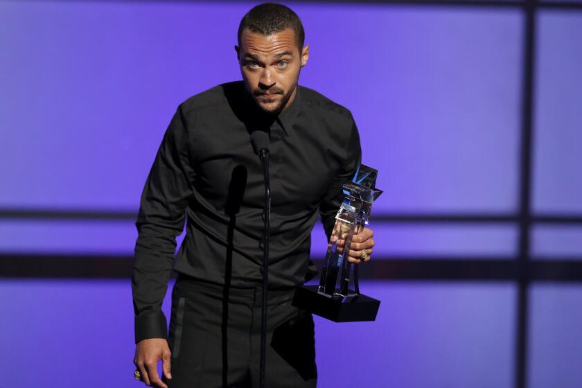 Jesse Williams accepts the humanitarian award at the BET Awards.