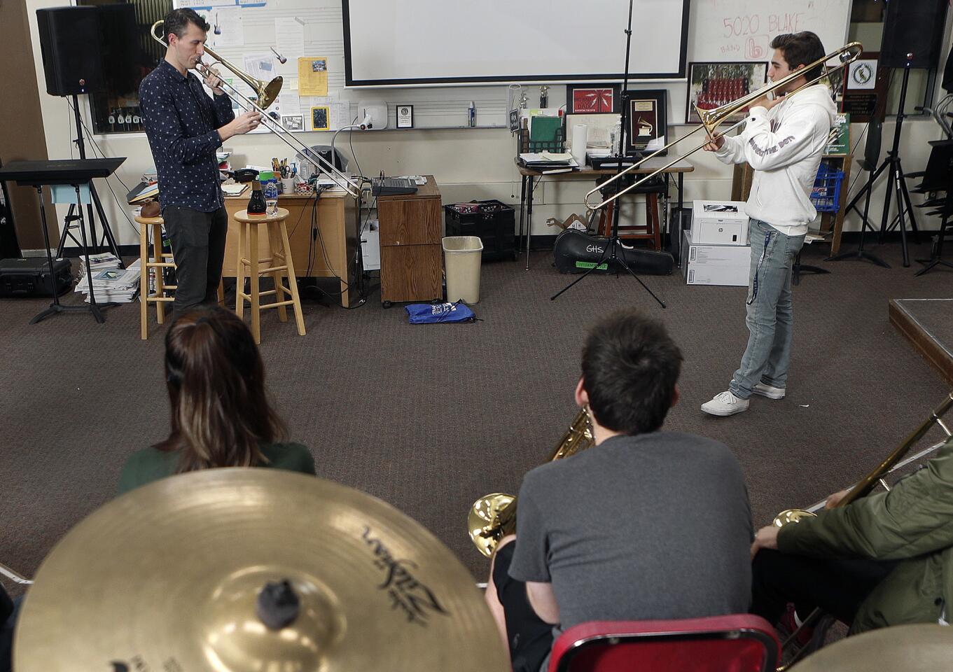 Photo Gallery: Jazz trombonist Nick Finzer visits Glendale High School for a regional trombone lesson and discussion