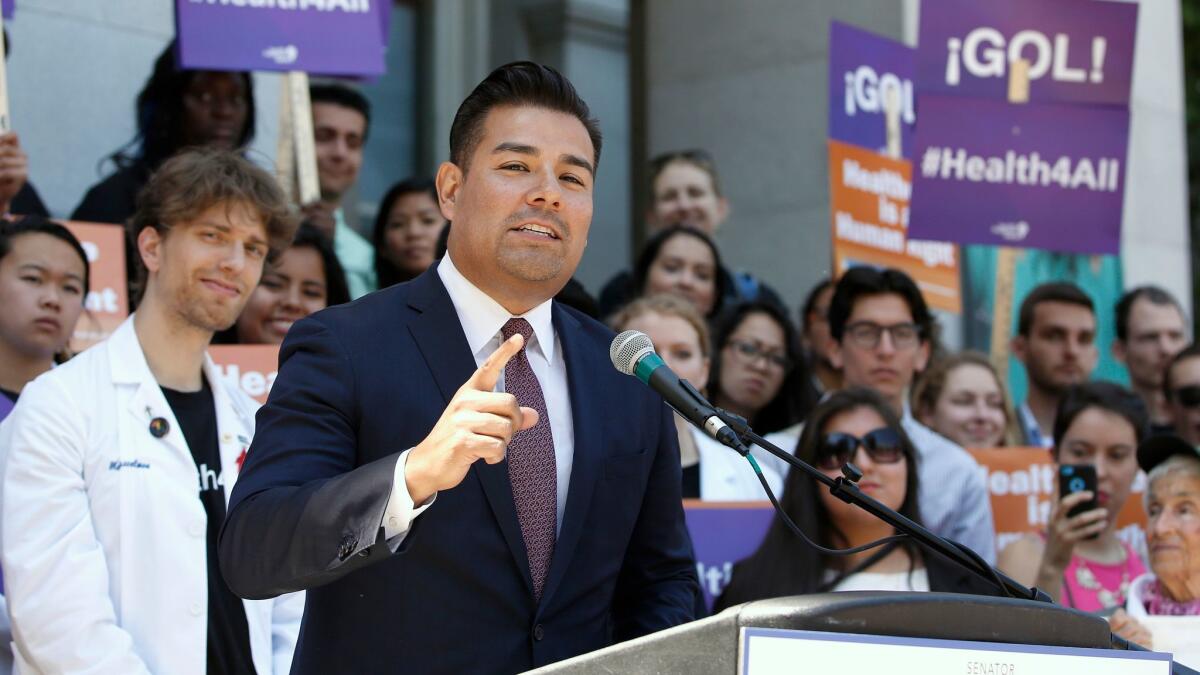 State Sen. Ricardo Lara of Bell Gardens is so far the only candidate officially in the running. (Rich Pedroncelli / Associated Press)