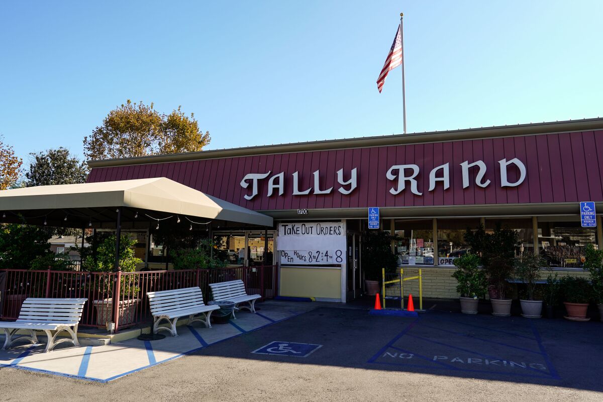 The Tallyrand Restaurant in Burbank has shifted back to doing takeout service only in light of another stay-at-home order.