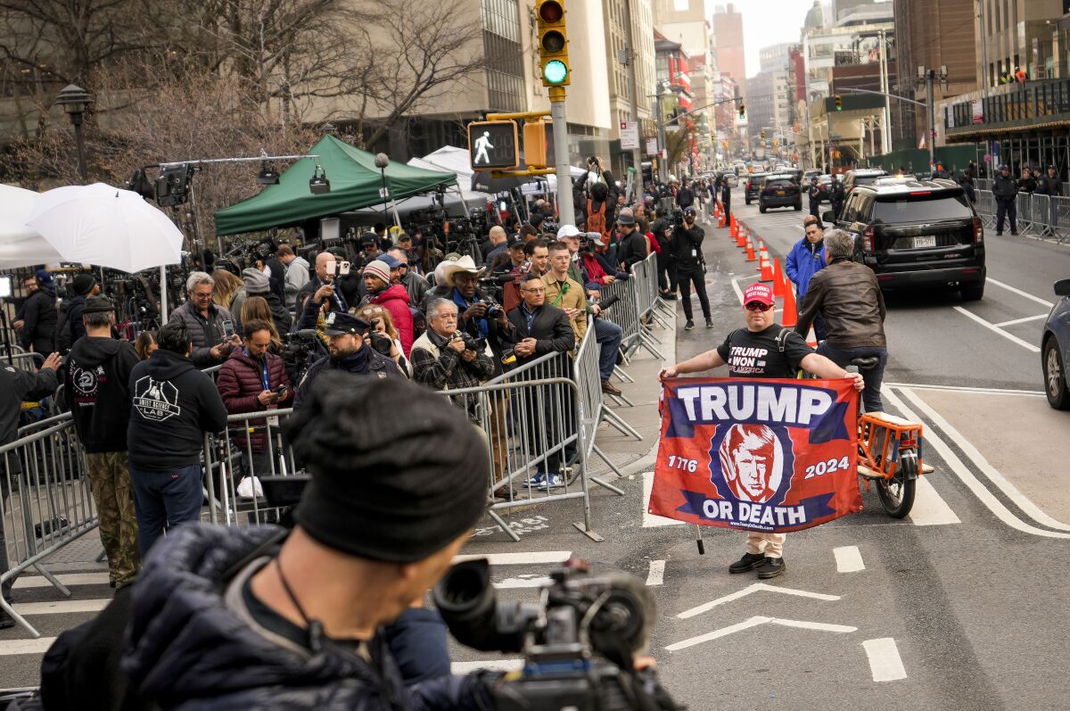 Supporters of Former President Donald Trump gather