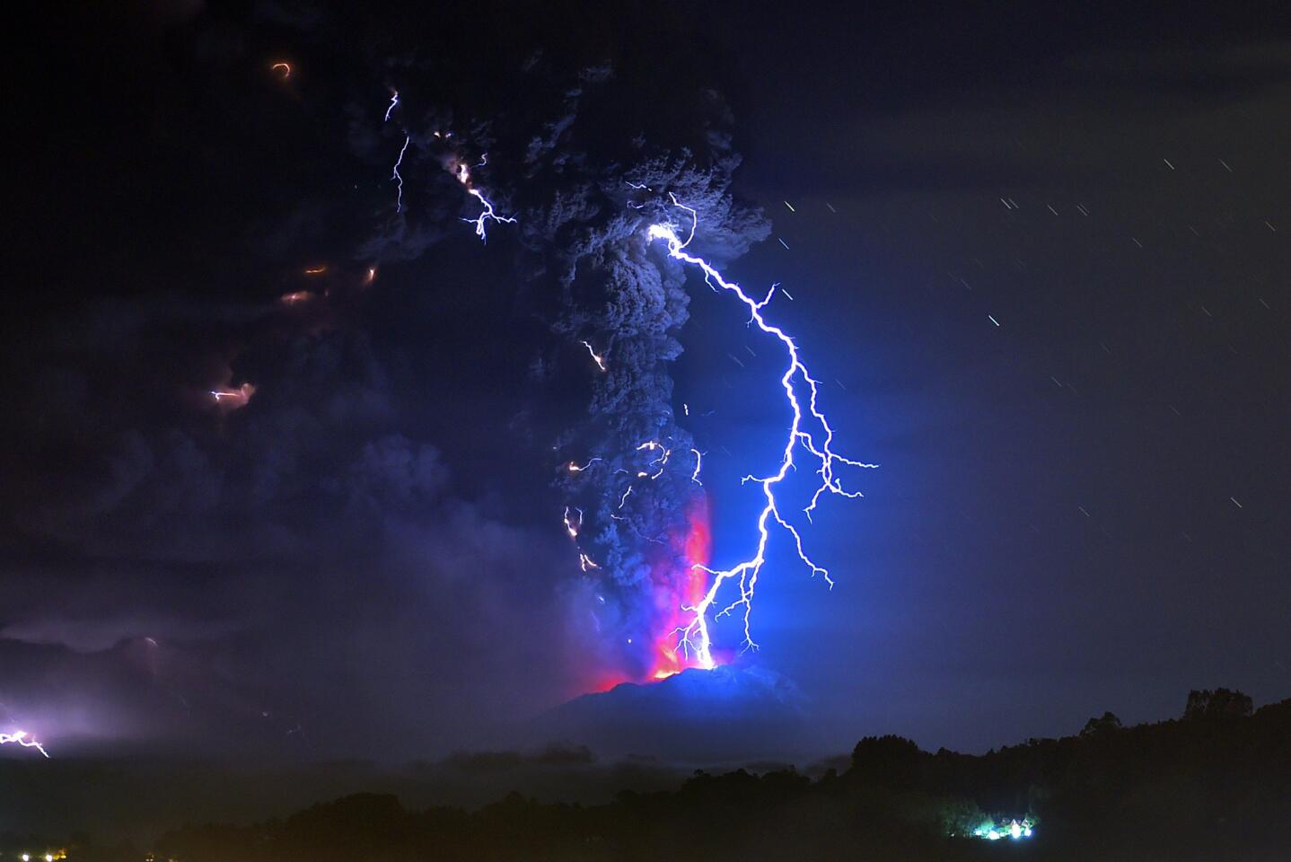 Lava spews from the Calbuco volcano in southern Chile on April 23, 2015.